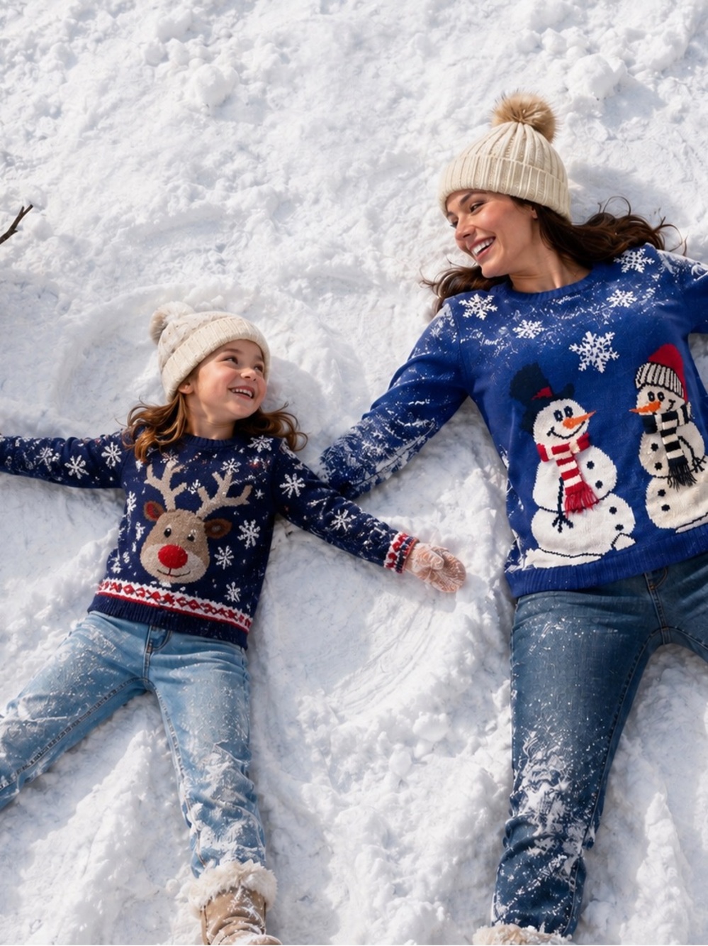 Tacky Ugly Christmas Blue Sweater Party Snowmen Frosty Holiday Sz XL